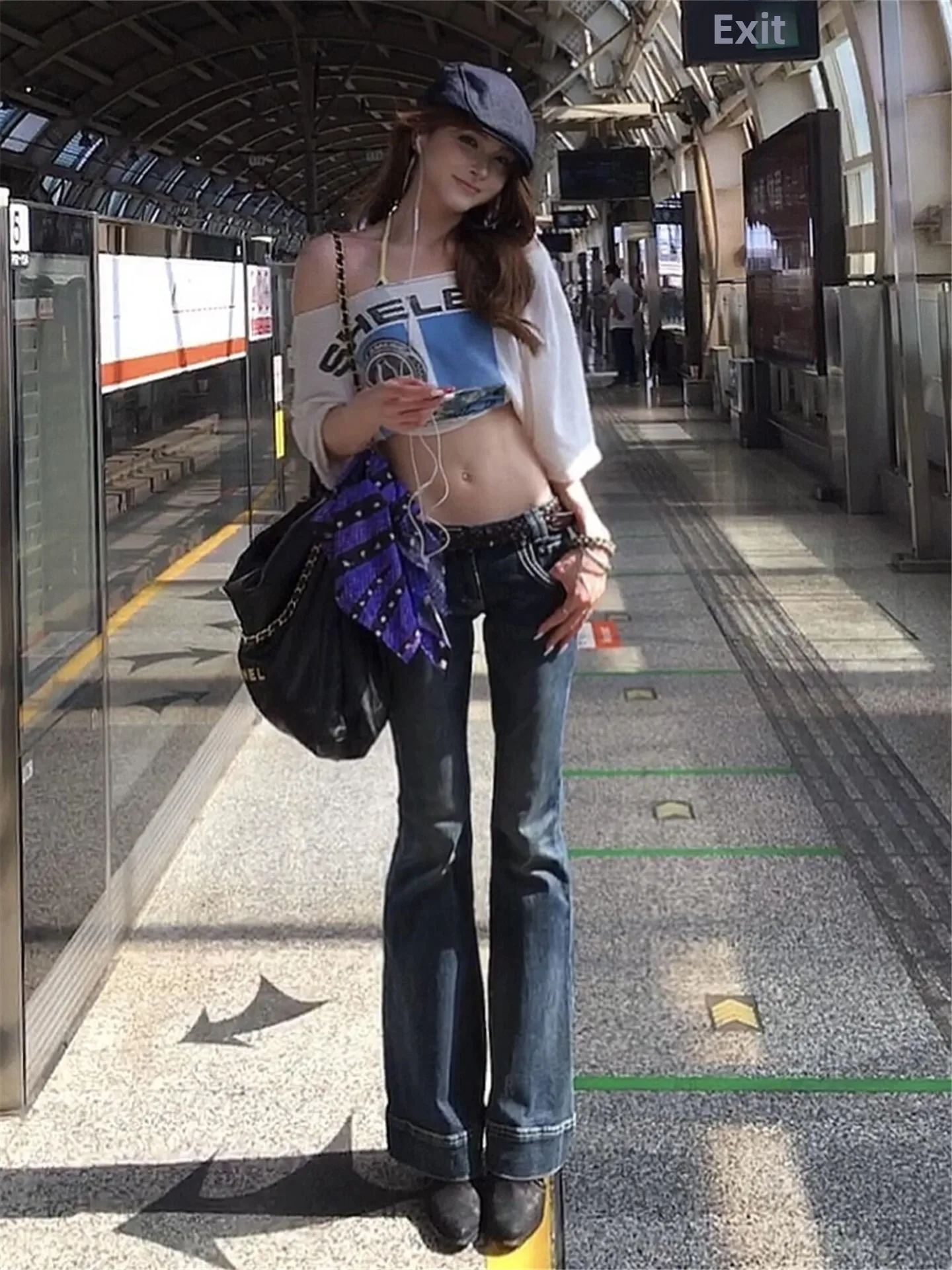 

Street Style Low Waist Bell Bottom Jeans Women's Slimming Extended Length Tall Size Jeans American Hot Girl Fashion Spring Au...