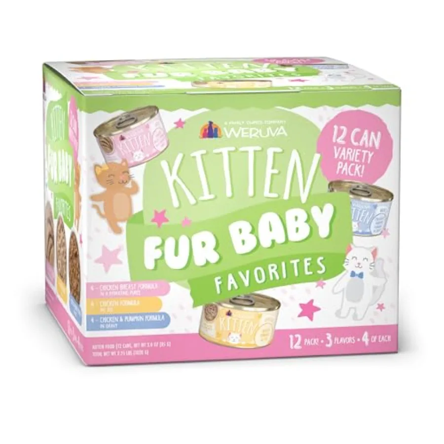 

Набор из 12 банок Kitten Fur Baby Favorites Variety Pack, 3 унции каждая