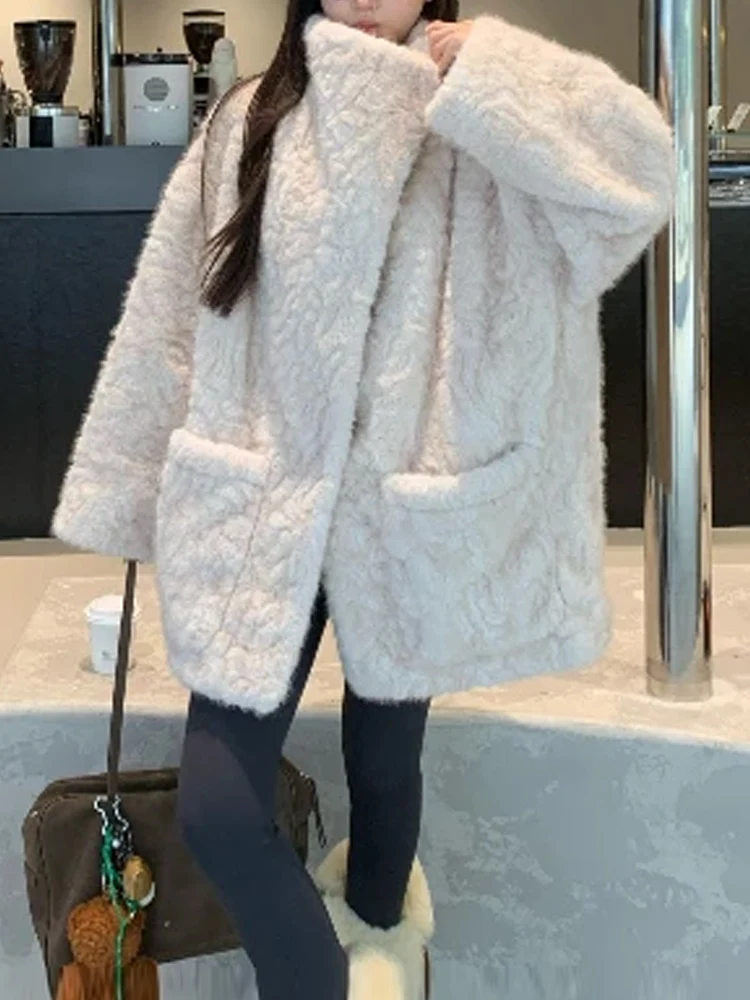 

Trendy Pure Color Cotton Jaet Women's Commute Sle Winter Outerwear Slimming Faionable Versatile Korean Loose Fit