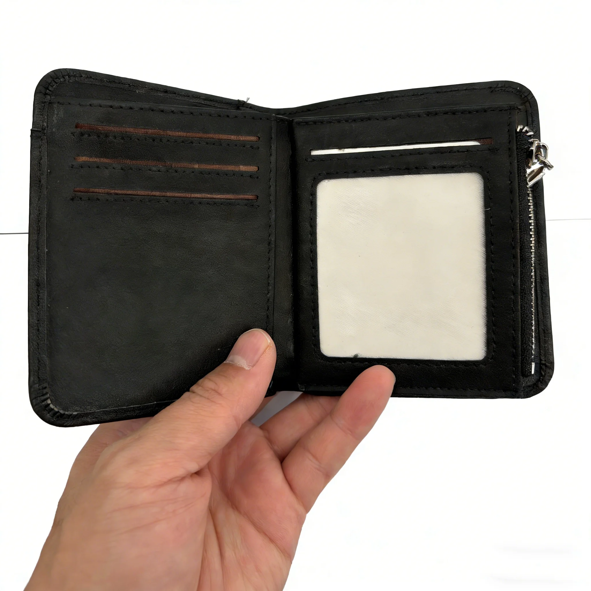 Slim Genuine Leather Wallet for Men - RFID Blocking, Minimalist Bifold with Card Slots & Zipper Pocket, Durable Business & Trave