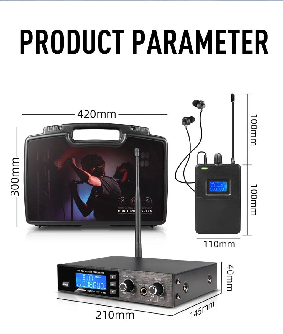 Paulkitson G6000 PRO Drahtloses In-Ear-Monitoring-System IEM Drahtloses Bühnenmonitoring UHF Stereo Zero-Delay Metallgehäuse für Sänger – Detail 10