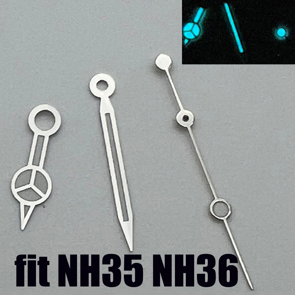 NH35 Uhrzeiger Silber Grün Blau Leuchtend Passend für NH35 NH36ETA 2824 2836 Miyota 8215 8205 821A DG2813 3804 Automatikuhrwerk