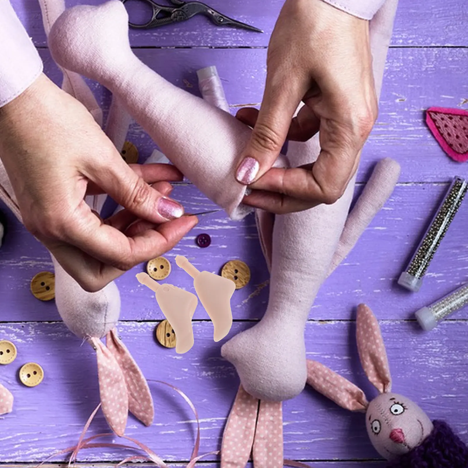 1Pair Realistic Ball Jointed 1:6 Scale Flexible Miniature Feet Parts Replacement for Making Supplies Tiny Plastic Foot view 2