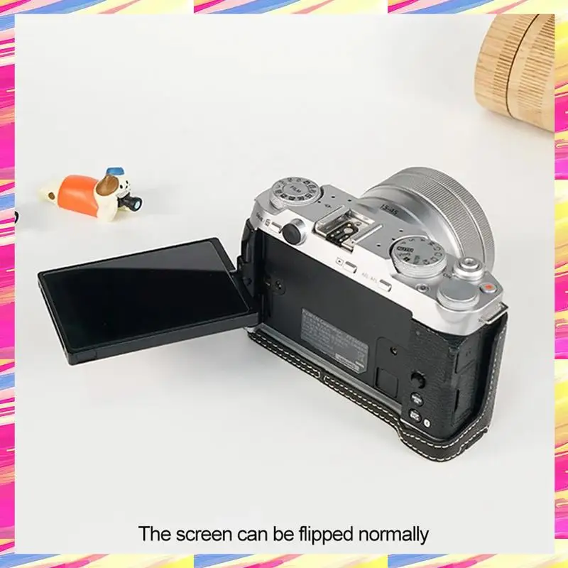 AIAI Camera Case Camera Storage Bag Fujifilm X-M5 Protector Strap Base Cover Retro Leather