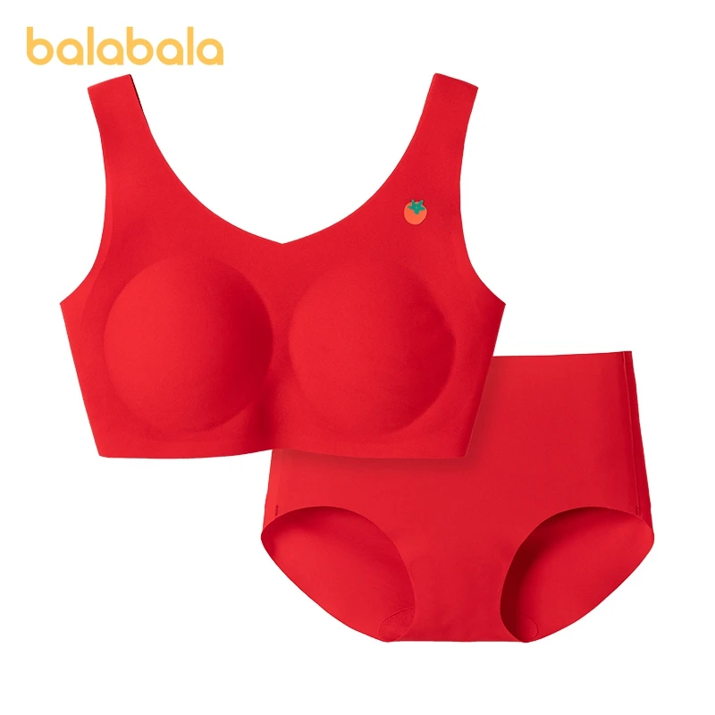 

Balabala Toddler Girl Underwear Set Vest Development Period Anti-Exposure Red Bra and Underwear