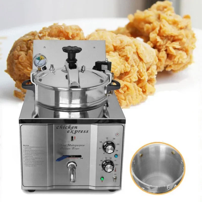 Freidora a presión SAT de alto voltaje, 110v, comercial, de acero inoxidable, calefacción eléctrica, estufa de pollo frito de mesa