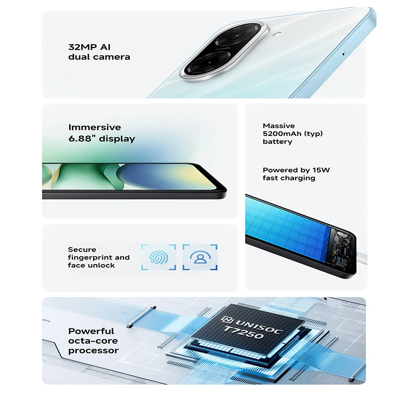 الإصدار العالمي للهاتف الذكي Xiaomi Redmi A5 4G بشاشة 6.88 بوصة 120 هرتز وبطارية 5200 مللي أمبير في الساعة وكاميرا حقيقية بدقة 32 ميجابكسل ومقبس صوت 3.5 ملم