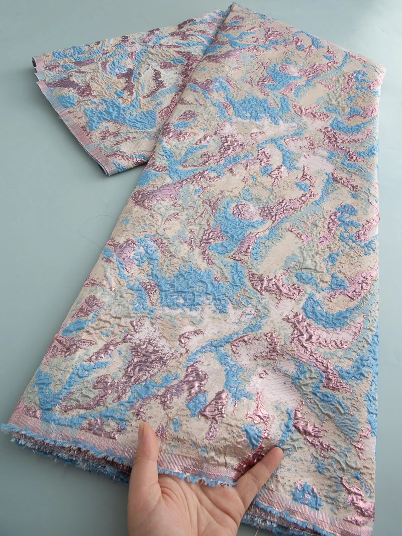 

2025 High Quality African Nigerian Gild Jacquard Lace Fabric Organza Brocade Lace Fabric French Lace For Wedding Party Dresses