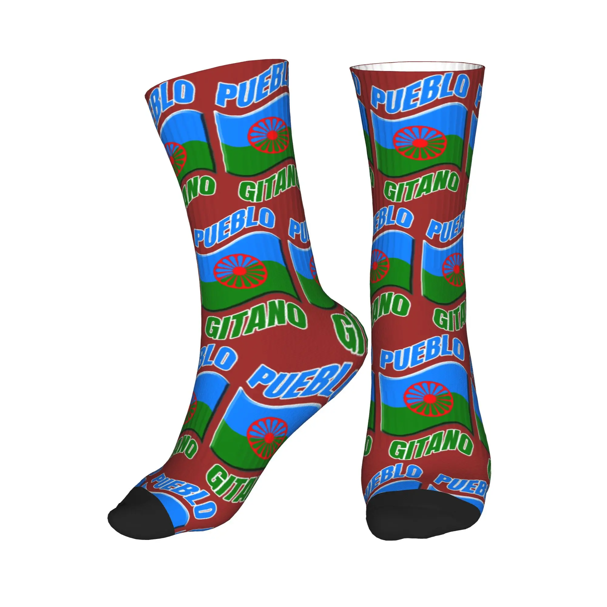 

All Seasons Gypsy Flag Romani People Sport Middle Tube Socks Super Soft Crew Socks Fashion Stockings for Men Women