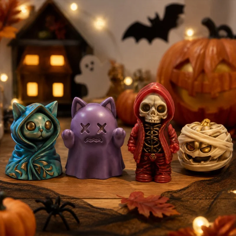 Halloween Series Silicone Mold DIY Ghost Skeleton Pumpkin Cat Shape Candle Crystal Epoxy Resin Molds Plaster Ornament Crafts