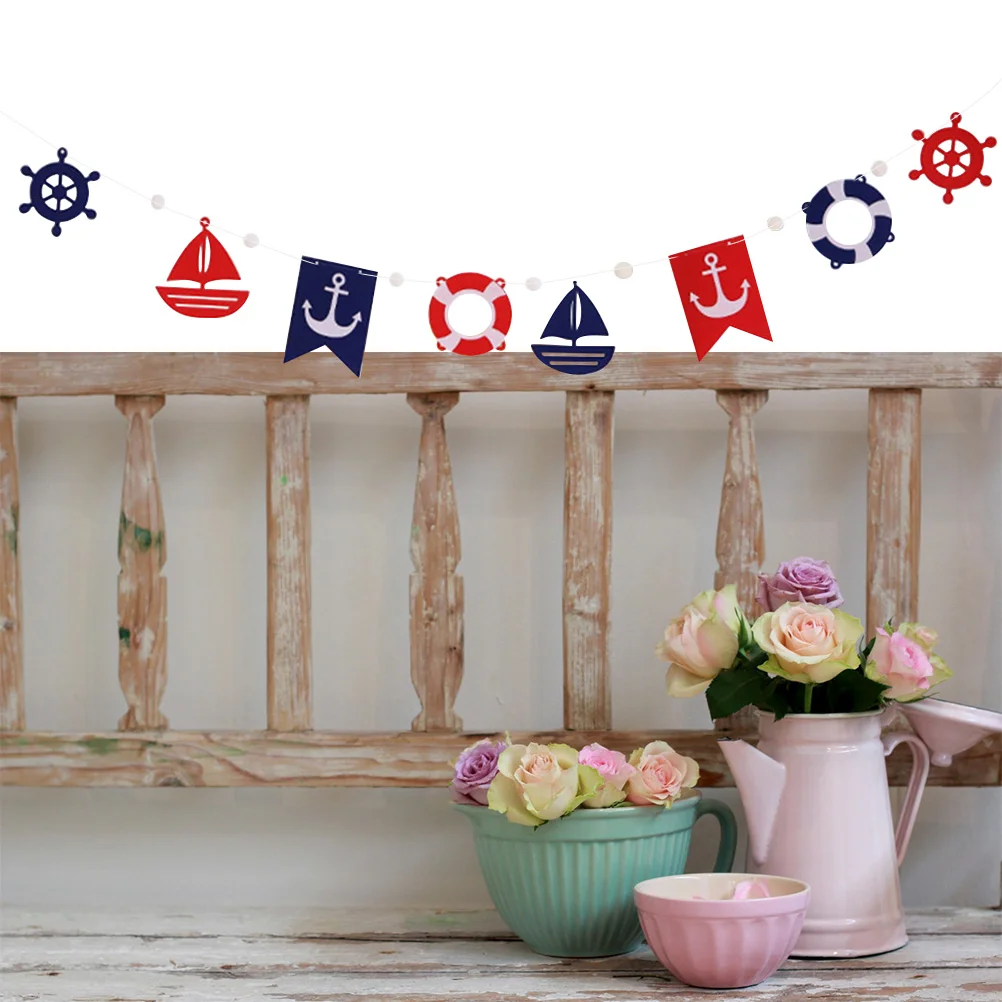 Banner Anchor Garland Sailing Sailboat Cruise Ship Pirate Decorations Banners Hanging for Party Colorful Pull Flag Outdoor