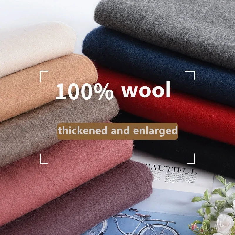 

Autumn and Winter Solid Color 100% Wool Shawl Warm Long Scarf Air-conditioned Thickened Scarves Women Cashmere Scarves