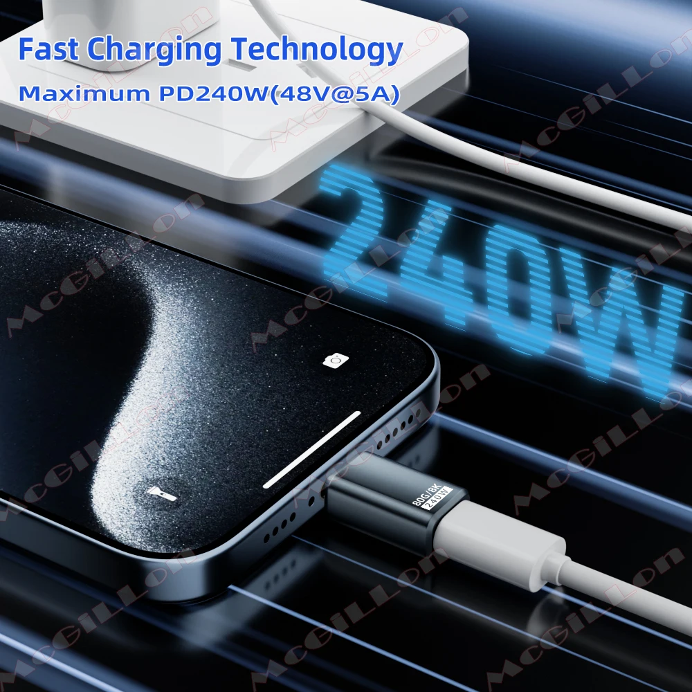 Thunderbolt 5 PD240W USB4 V2.0 Type-C To Type C Fast Charging Adapter Converter 80Gbps Data Connector 8K@60Hz USB C OTG Adapter