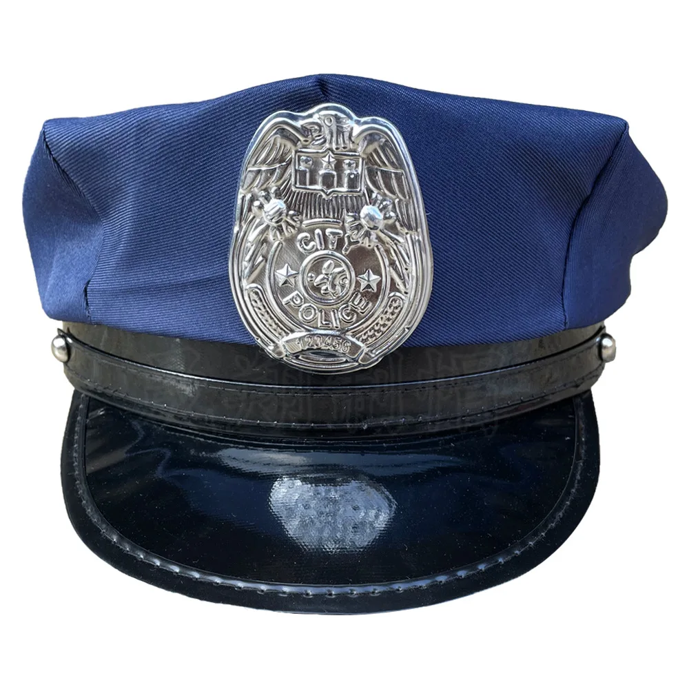 

Military Hat Army Peaked Blue fun flat-topped police cap sunshade Halloween female accessory 8M171