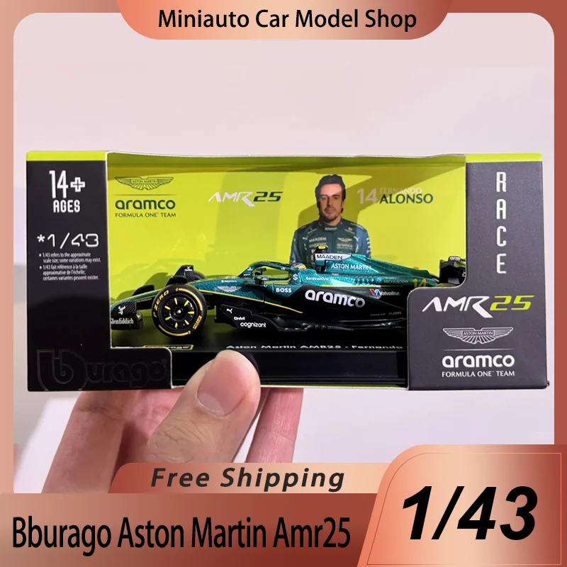 

New In Stock 2025 Bburago F1 1:43 Aston Martin Amr25 Series Alloy Miniature Diecast Model Aston Martin F1 Car Model Kids Gift