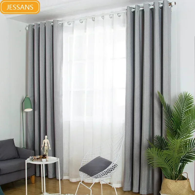 

Windproof Thickened and Cotton Soundproof and Warm Solid Blackout Curtains for Living Room Bedroom Custom Constant Temperature