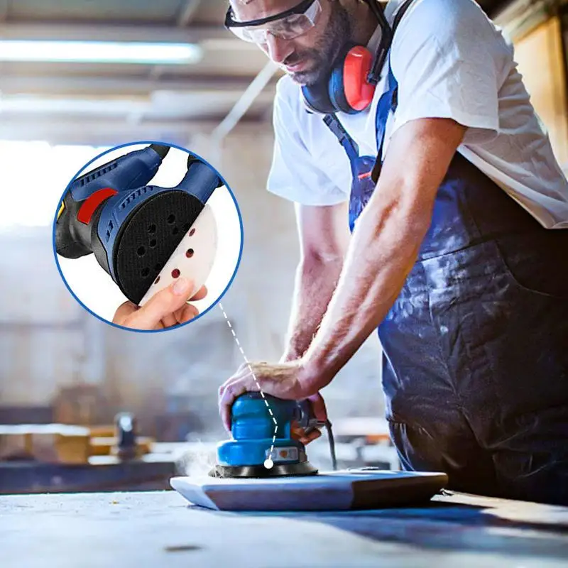 

Шлифовальная насадка на липучке, 8 отверстий, 5 дюймов, идеально подходит для эксцентриковой шлифовальной машины Ridgid R2600 Craftsman