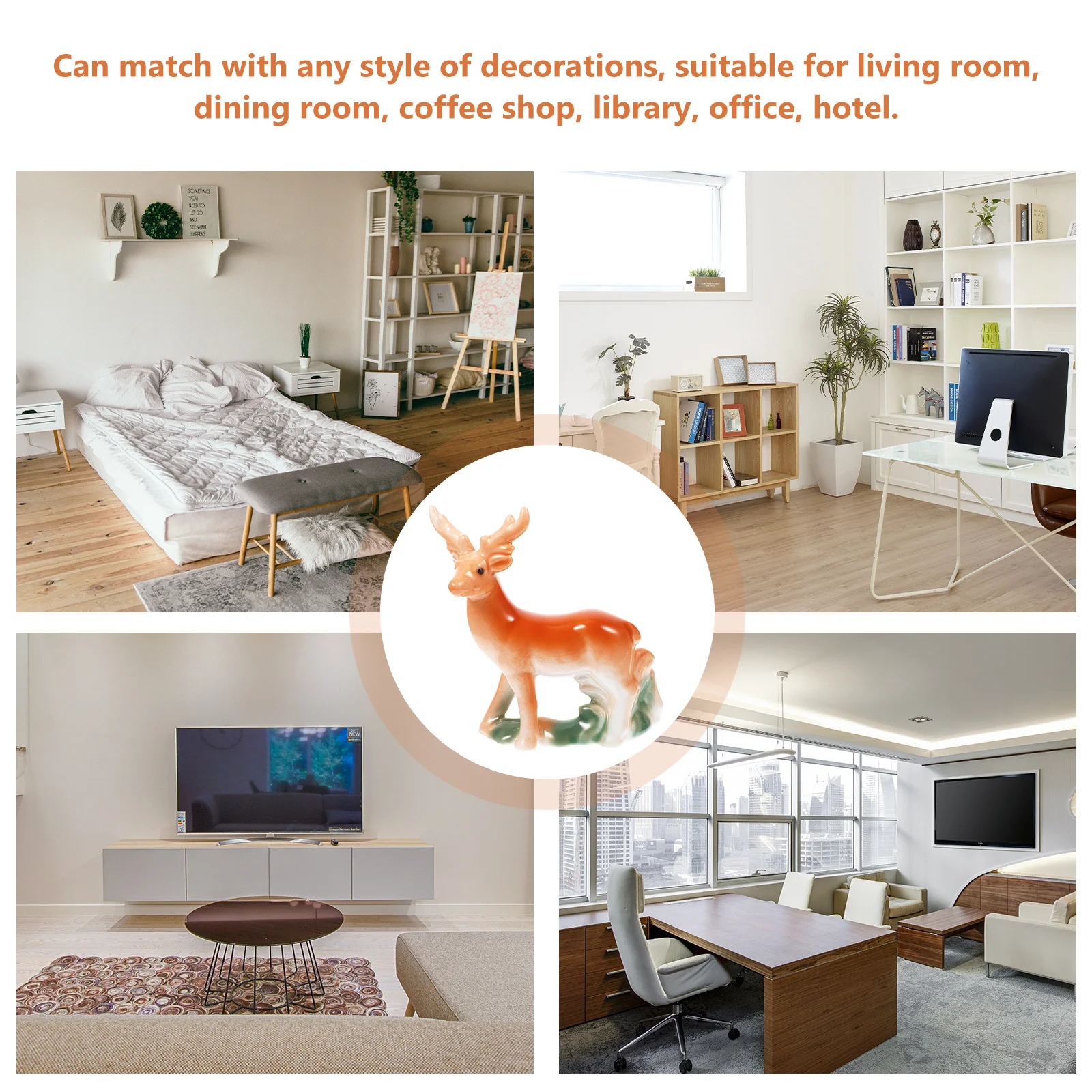 

Ceramic Deer Small Animal Ornament Desktop Decoration Elegant Ceramic Craft Sculpture for Office Home Decor Lovely Deer Figurine