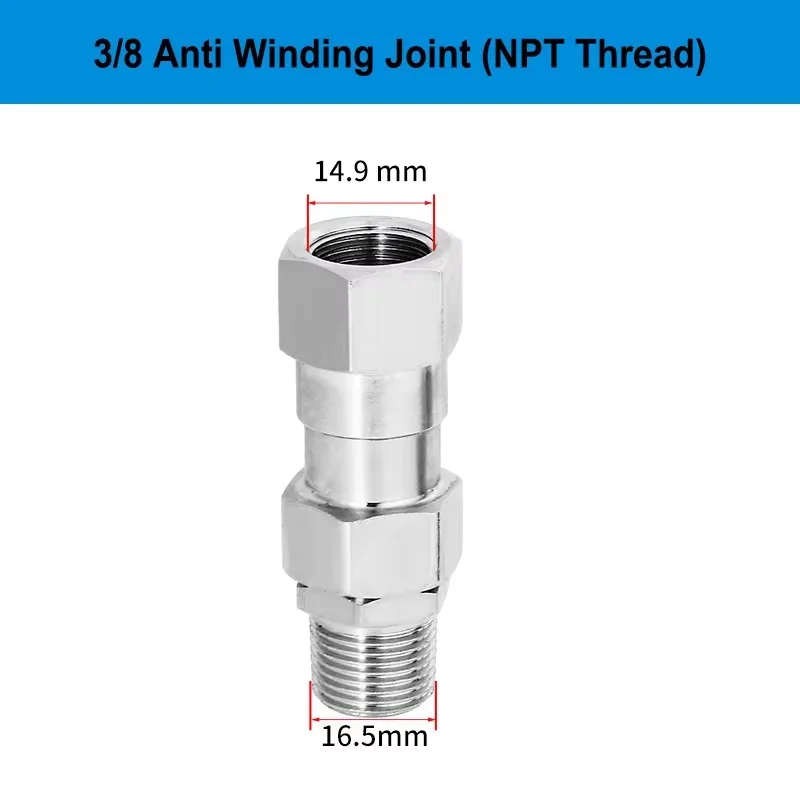 High Pressure Washer Swivel Joint Stainless Steel Anti Winding Connector NPT 1/4 3/8 Female Male Thread Hose Adapter Fitting ﻿ view 3