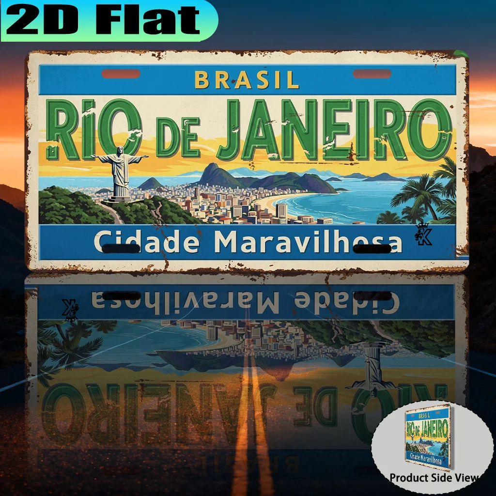 Rio de Janeiro Brasilien „Cidade Maravilhosa“ Christus der Erlöser Stadtansicht Nummernschild-Stil Aluminium Metallschild Retro Südamerika