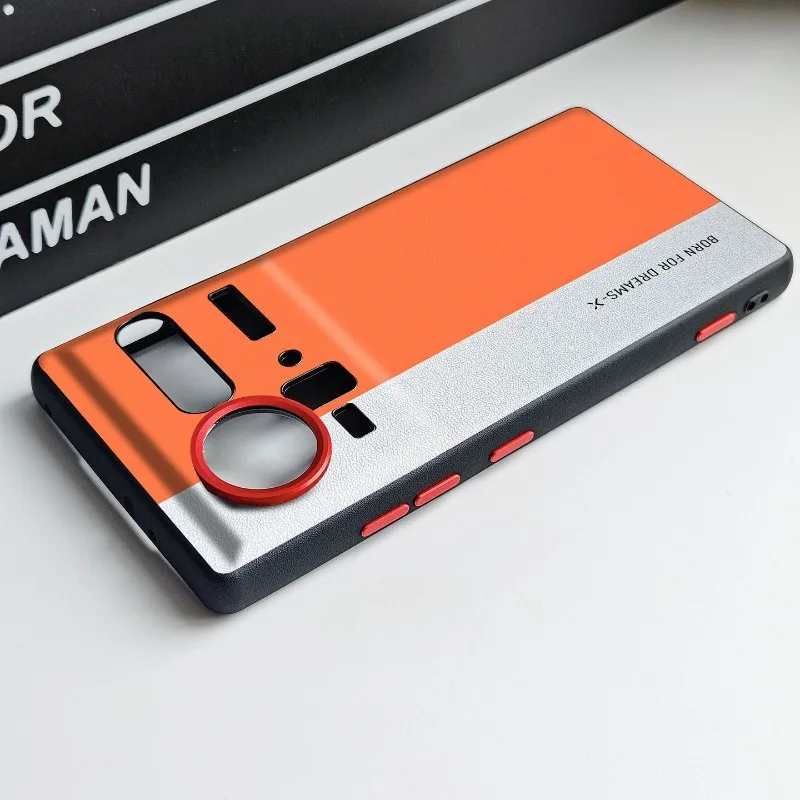 Etui na ZTE Nubia Z80 Z70 Z70S Ultra, luksusowe, dwukolorowe, przyjemne w dotyku skórzane etui PU, odporne na wstrząsy, metalowe przyciski, funda.