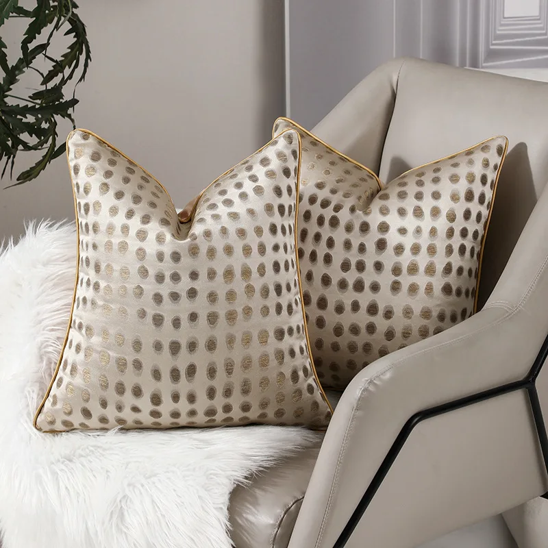 Green Cream Gold Light Luxury Geometric Pillow Cover High-precision Edging Embroidery Cushion Cover Throw Pillowcase Decorative