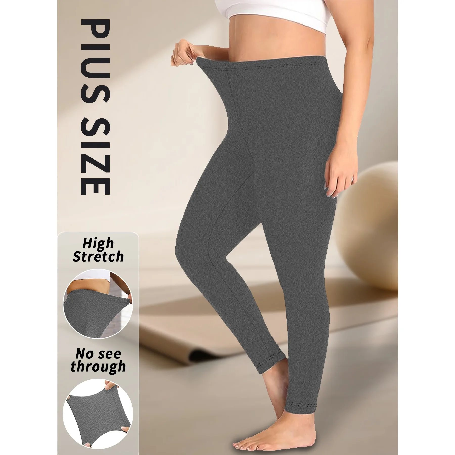 Legginsy damskie plus size, super miękkie, o wysokiej elastyczności, idealne do ćwiczeń, jogi, biegania i noszenia na co dzień, wygodne, rozciągliwe rajstopy. — zdjęcie 2