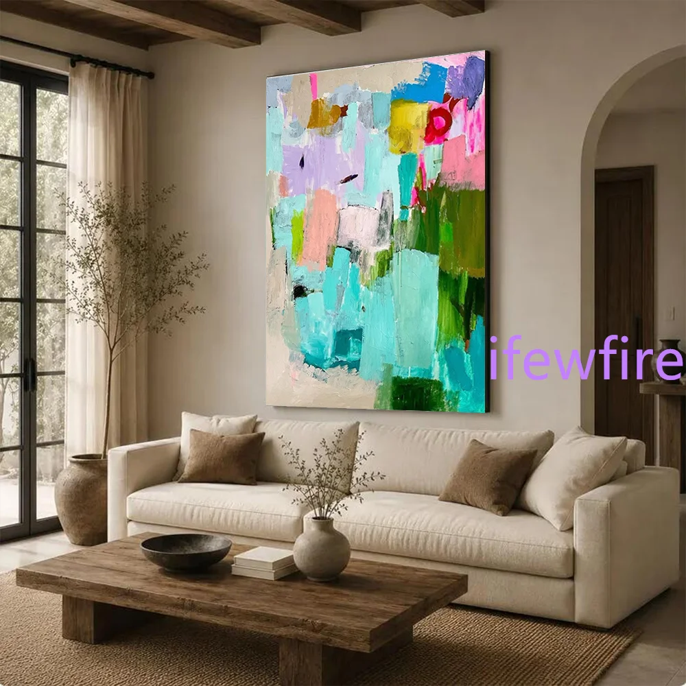 Top Modern Abstract Oil Painting on Canvas Unique Mural 100% Handmade Thick Layer Wall Art Picture for Living Room Decor Image