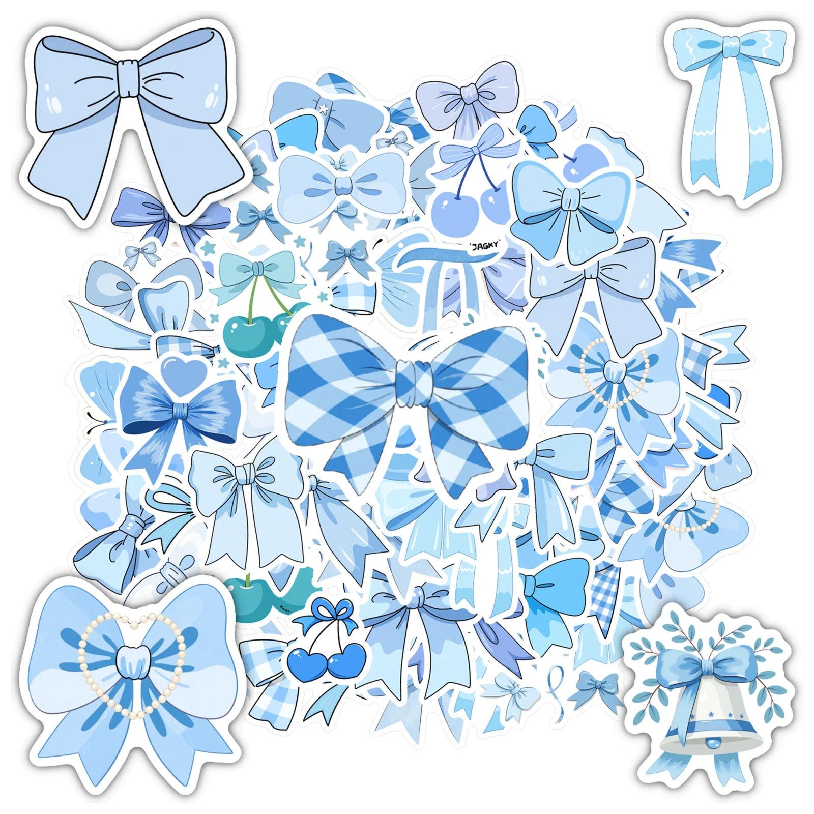 

35 шт., милые наклейки с бантиками, мультяшный синий узор, канцелярские наклейки, наклейки для ноутбука, багажа, скрапбукинга, дневника