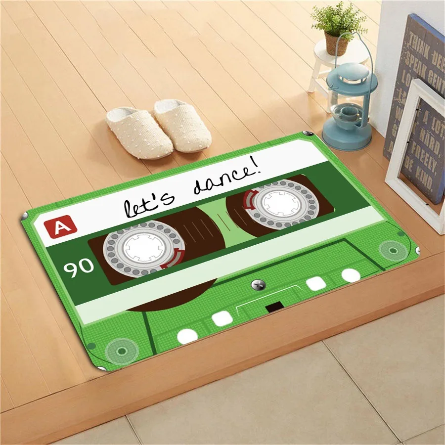 Nostalgic cassette pattern printed floor mat bathroom absorbent mat home decoration bedroom living room entrance entrance carpet