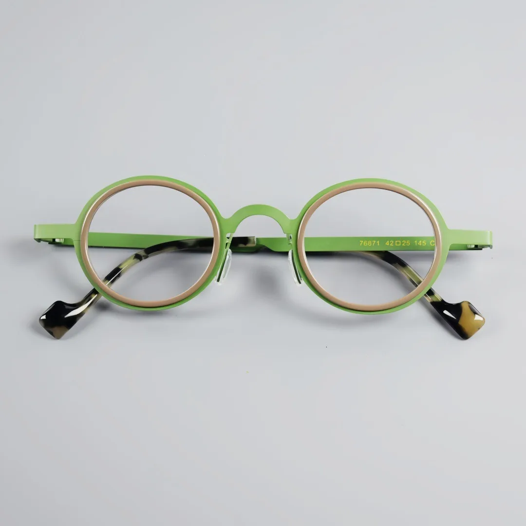 

Art Design Round Acetate Pure Titanium Frame Glasses for Men Women Trendy Retro Eyeglasses Customize Myopia Optical Glasses