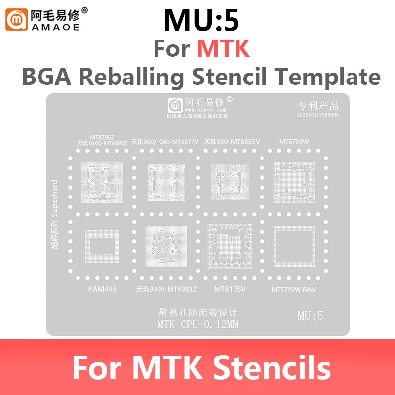 Imagem -05 - Amaoe-reballing Stencil para Mtk Cpu ic Chip Mt6885z Mt6853v Mt6769v Mt6779v Mt6891z Mtk mt Cpu Ram Chip ic Malha de Aço Mu15 Bga