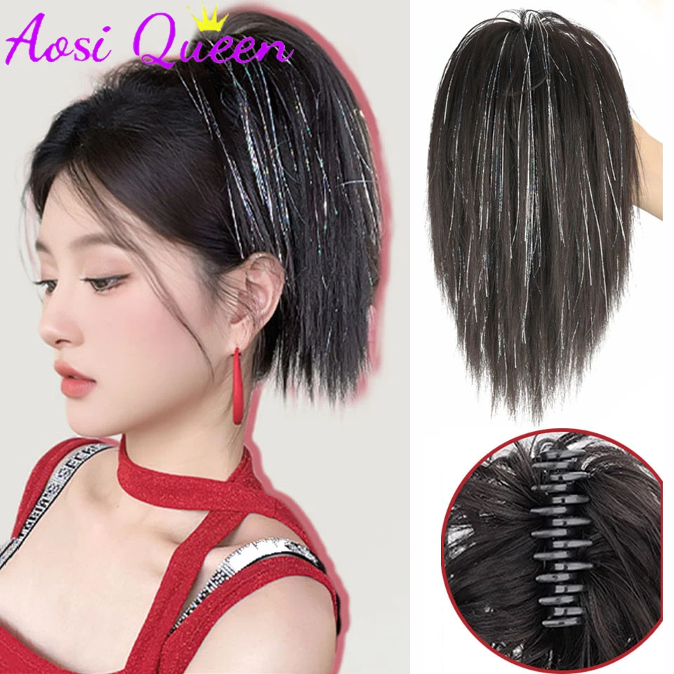 

AOSI синтетическая заколка для волос, пучок, прямой шиньон, пучок, хвост, наращивание волос, взлохмаченная прическа, пучки для волос, зажим для волос, хвост