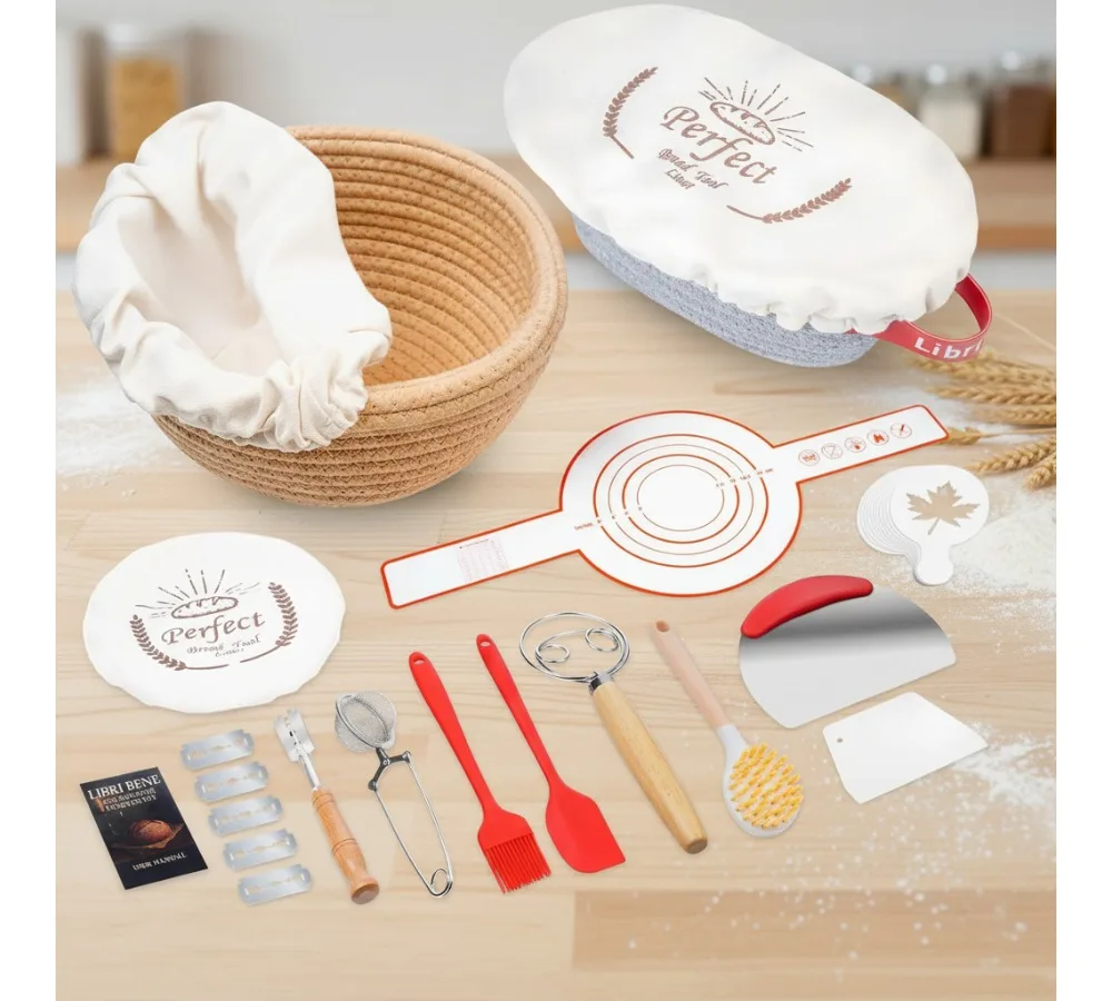 

Complete Sourdough Starter Kit - 38 Pcs Bread Baking Supplies with Proofing Baskets, Perfect Gift for Bakers & Home Cooks