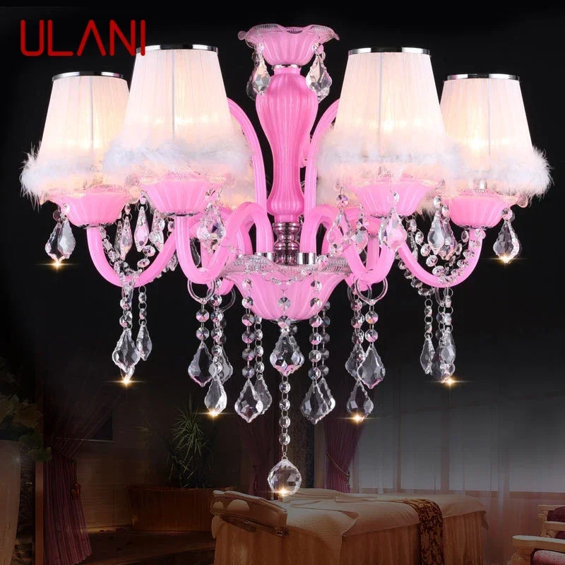 

ULANI Pink Crystal Pendent Lamp Art Girls' Room Candle Lamp Children's Room Living Room Restaurant Bedroom Chandelier