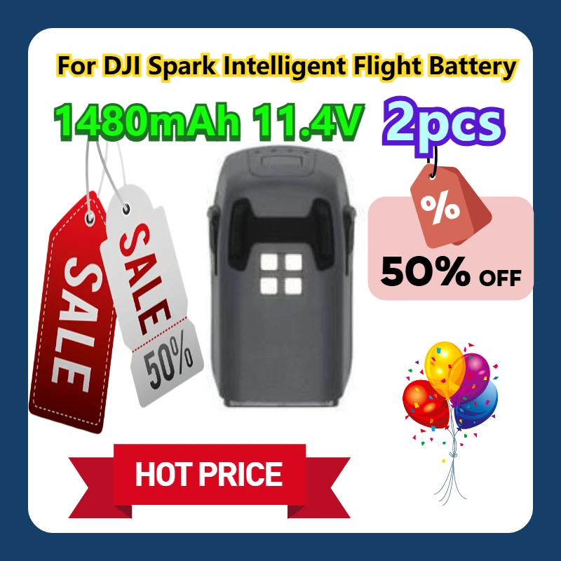 

For DJI Spark Intelligent Flight 1480mAh 11.4V Battery 2pcs