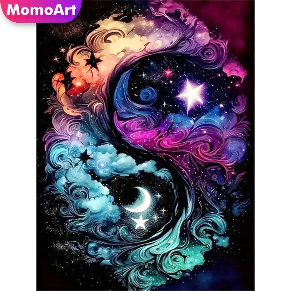 Momoart Katze Diamant Malerei Tier bunte Diamant Mosaik Bild Strass Mond Wand Dekor