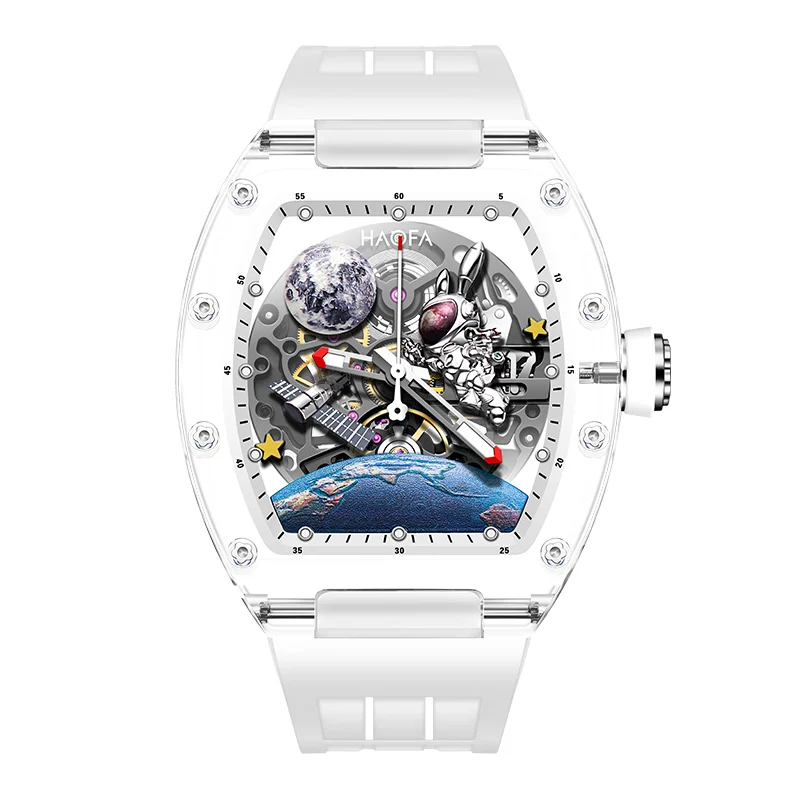 Haofa Moonwatch Rabbit Automatic Mechanical Watches Men Top Brand Luxury 3D Interstellar Spaceship Skeleton Watches For Men 2320