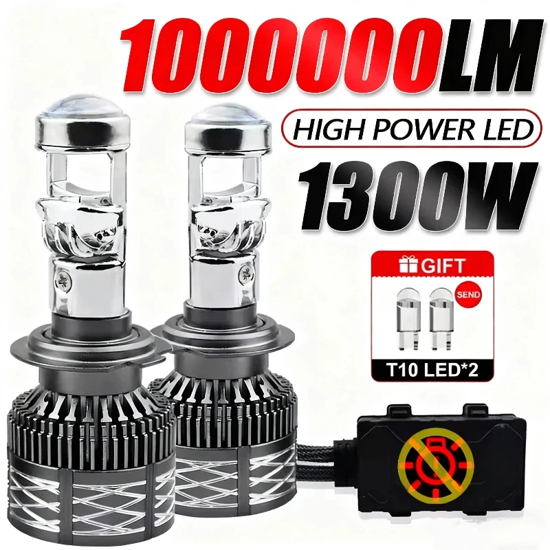 Lampu Proyektor LED H7 untuk Mobil, Bohlam 6500k Canbus Turbo Daya Tinggi Mini Lampu Auto/motor Lampu Kabut Daya Tinggi Lampu Depan
