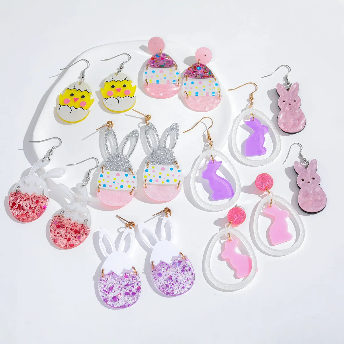 2025 New Easter Acrylic Radish Earrings Fashion Personalized Resurrection Egg Stud Earrings Ear Piercing Jewelry for Women