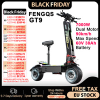 FENGQS GT9 Electric Scooter 90km/h Max Speed 60V38Ah Battery 7000W Dual Motor 12 inchTire Off Road E-Scooter With Seat & NFC KEY