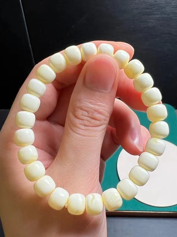 Natural White Amber Oval Beads Bracelet Gemstone Women Men Healing 8mm  Stretch Amber Jewelry AAAAAA