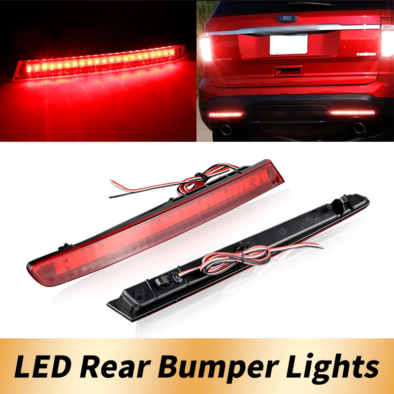 2 SZT. Czerwone LED Odblaski Zderzaka Światła Stop Canbus Do Ford Explorer 2011-2015 (Przed Liftingiem) Funkcjonują Jako Tylne Światła Stop, Ostrzegawcze i Przeciwmgielne