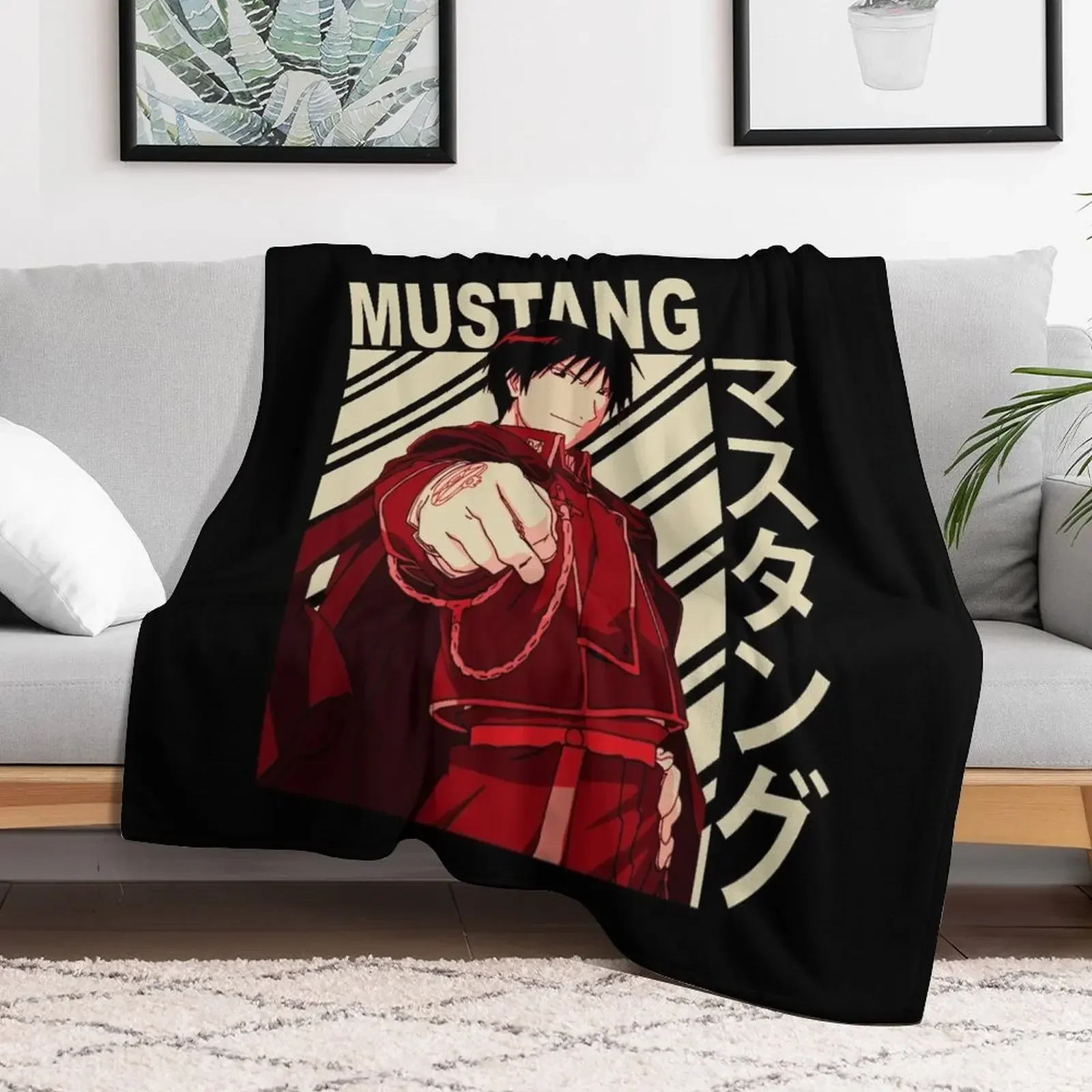 

Roy Mustang - Vintage Art Throw Blanket wednesday Beautifuls Blankets