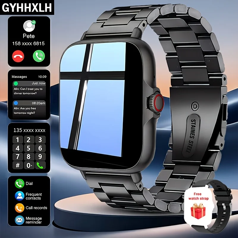New Hd-Smart Sports Call Bracelet, 1.83-Inch Full Touch Screen Display, Answering Calls, Smart Watch, Information Reminder