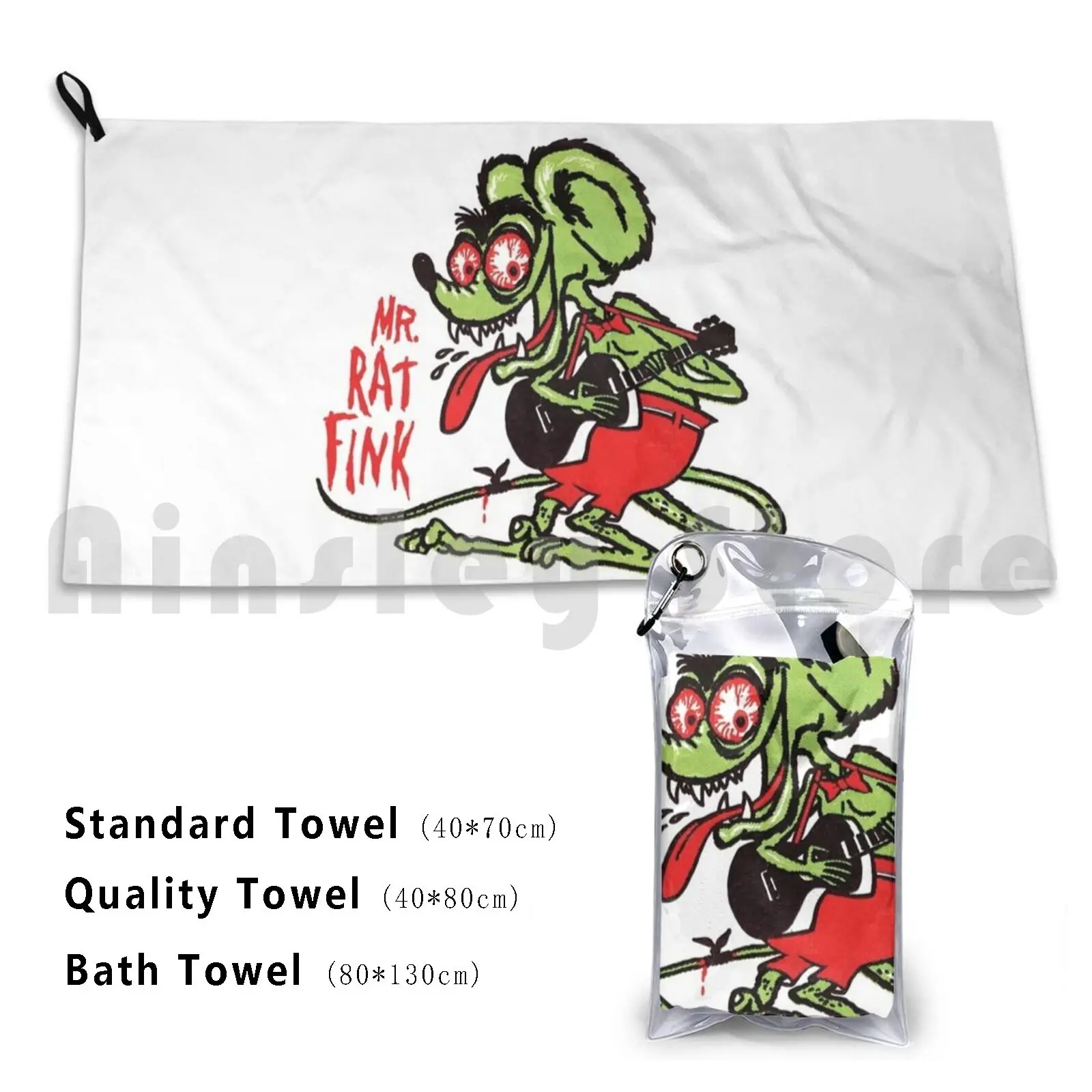 Mr. Rat Fink Beach Towel Quick Dry Quality Towel Rat Fink Mr Rat Fink Weirdo Kustom Kulture Hotrod 1960s Vintage Monster