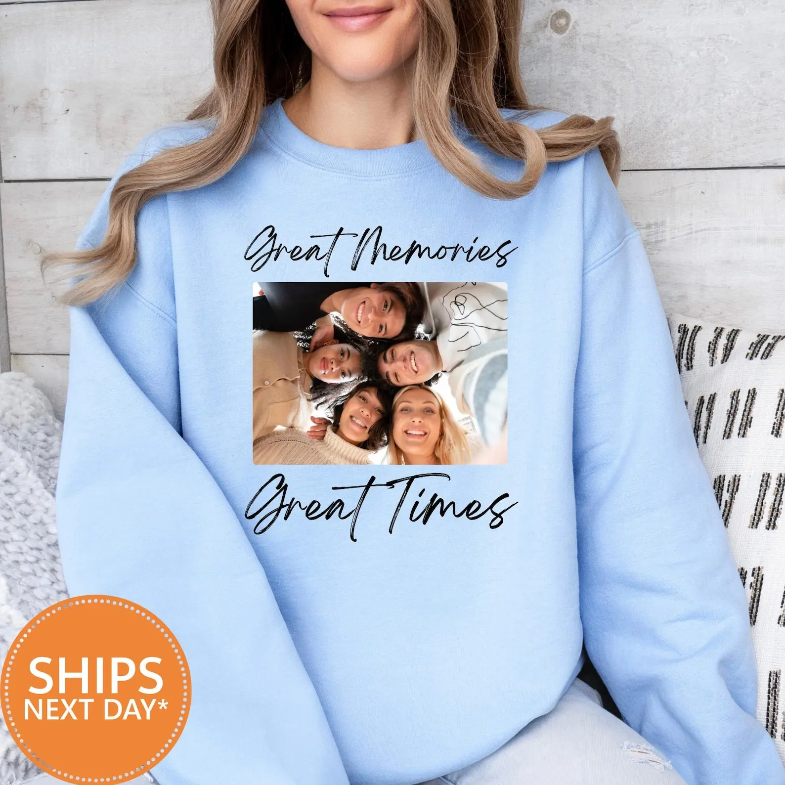 Custom Photo Sweatshirt Women Adult Personalized Picture Logo Name Text Image Crewneck Sweater Loose Casual Daily Winter Outfit