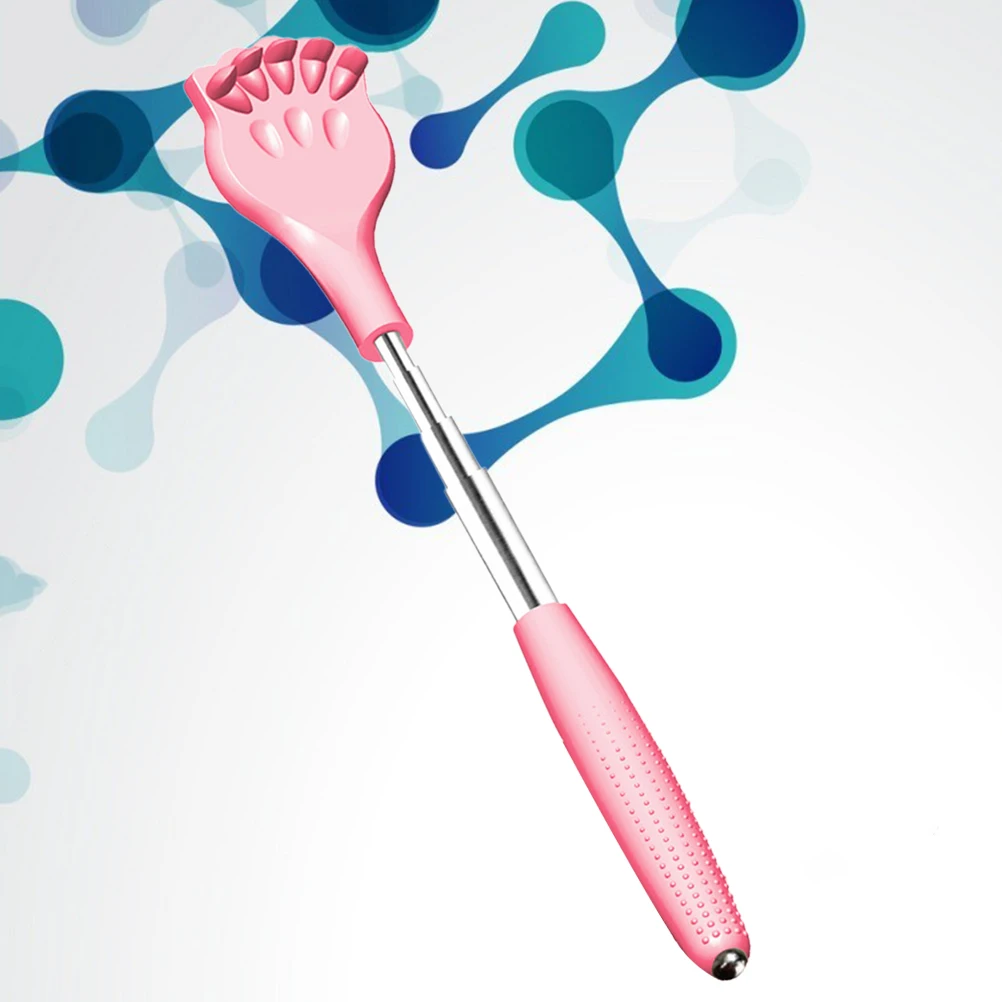 

1pc Back Scratcher Itching Relief Tool Long Handle Durable Plastic Portable Massager Steel Ball For Gift Pink