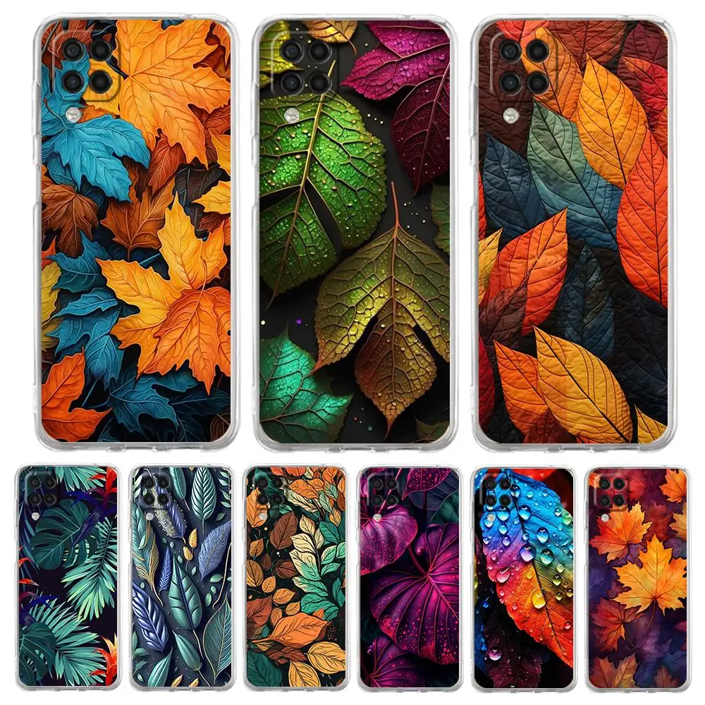 

Colorful Leaves Phone Case for Samsung Galaxy A13 A22 A32 A52 A53 A72 A51 A71 A11 A31 A41 A01 A21S 5G Transparent Shell Capa Bag