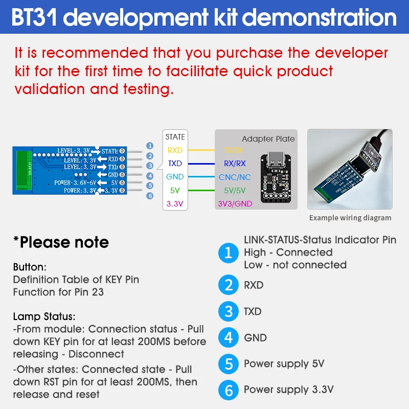 DX-BT31 big data 60kb/s SPP3.0+BLE5.0 modulo Bluetooth dual mode trasmissione UART distanza 90m Comandi AT